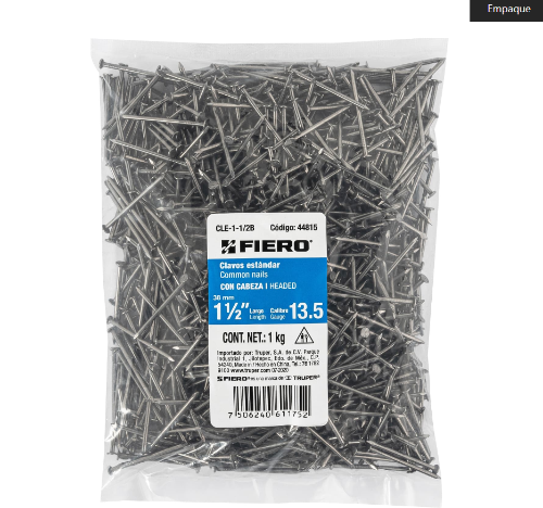 Clavo 1-1/2" K Para Madera C/Cabeza 44815 Fiero